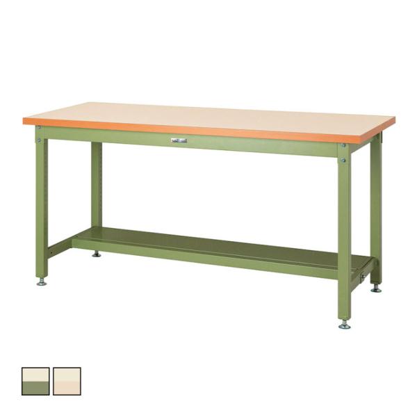 山金工業 重量作業台 半面棚付き 耐荷重3000kg メラミン天板 ワークテーブル スーパータイプ ...