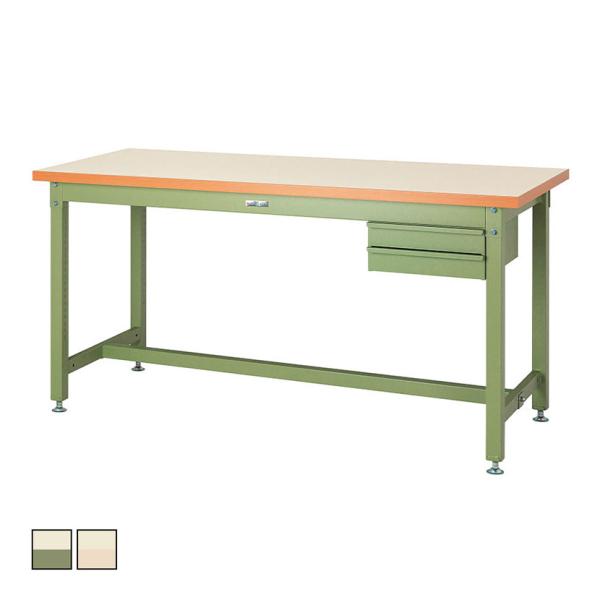 山金工業 重量作業台 2段引き出し付き 耐荷重3000kg メラミン天板 ワークテーブル スーパータ...