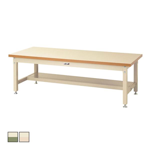 山金工業 重量作業台 半面棚付き 耐荷重3000kg メラミン天板 ワークテーブル スーパータイプ ...