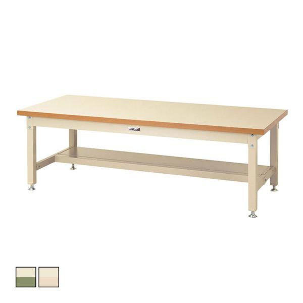 山金工業 重量作業台 半面棚付き 耐荷重3000kg メラミン天板 ワークテーブル スーパータイプ ...