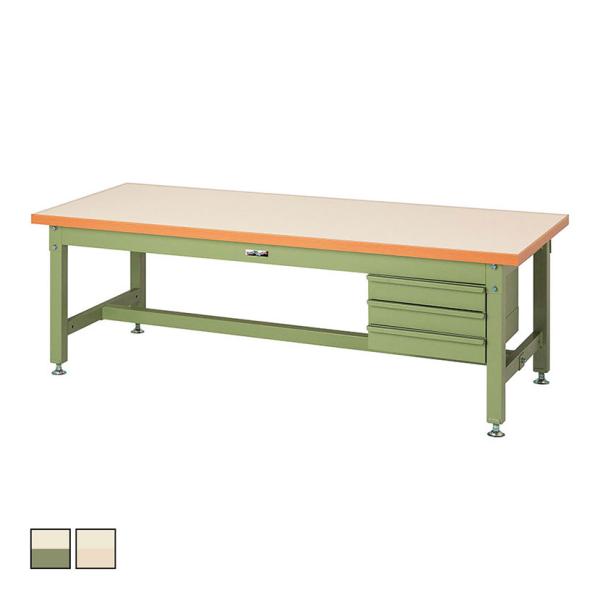 山金工業 重量作業台 3段引き出し付き 耐荷重3000kg メラミン天板 ワークテーブル スーパータ...