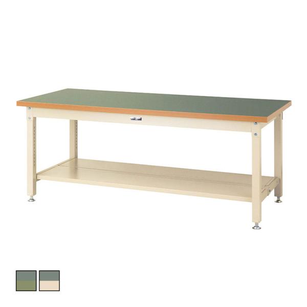 山金工業 重量作業台 全面棚付き 耐荷重3000kg 塩ビシート天板 ワークテーブル スーパータイプ...