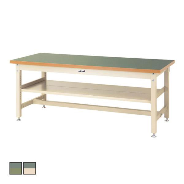 山金工業 重量作業台 中間棚付き 耐荷重3000kg 塩ビシート天板 ワークテーブル スーパータイプ...