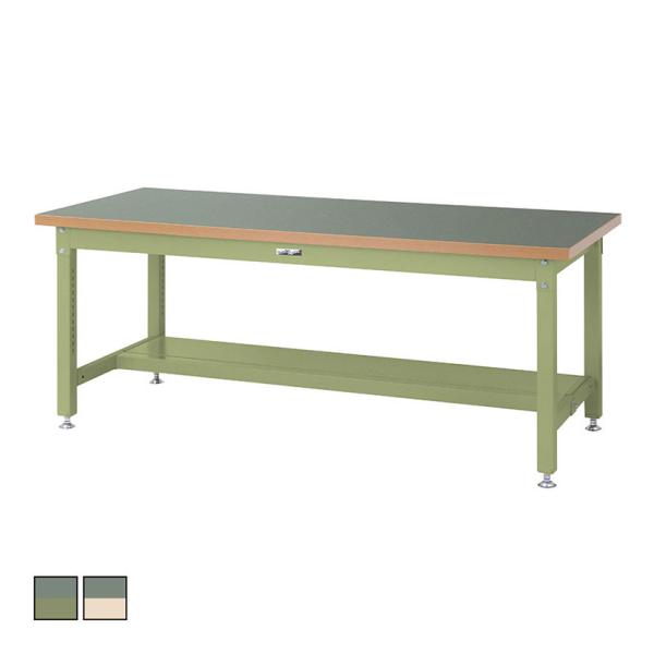 山金工業 重量作業台 半面棚付き 耐荷重3000kg 塩ビシート天板 ワークテーブル スーパータイプ...