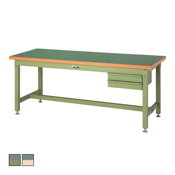 山金工業 重量作業台 2段引き出し付き 耐荷重3000kg 塩ビシート天板 ワークテーブル スーパー...
