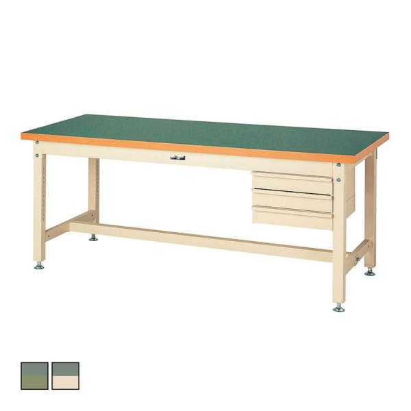 山金工業 重量作業台 3段引き出し付き 耐荷重3000kg 塩ビシート天板 ワークテーブル スーパー...