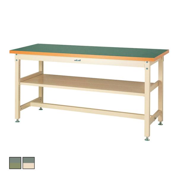 山金工業 重量作業台 中間棚付き 耐荷重3000kg 塩ビシート天板 ワークテーブル スーパータイプ...