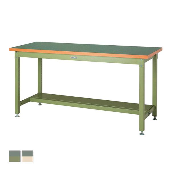 山金工業 重量作業台 半面棚付き 耐荷重3000kg 塩ビシート天板 ワークテーブル スーパータイプ...