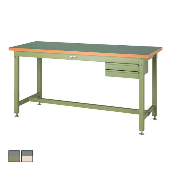 山金工業 重量作業台 2段引き出し付き 耐荷重3000kg 塩ビシート天板 ワークテーブル スーパー...