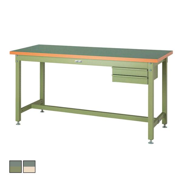 山金工業 重量作業台 2段引き出し付き 耐荷重3000kg 塩ビシート天板 ワークテーブル スーパー...