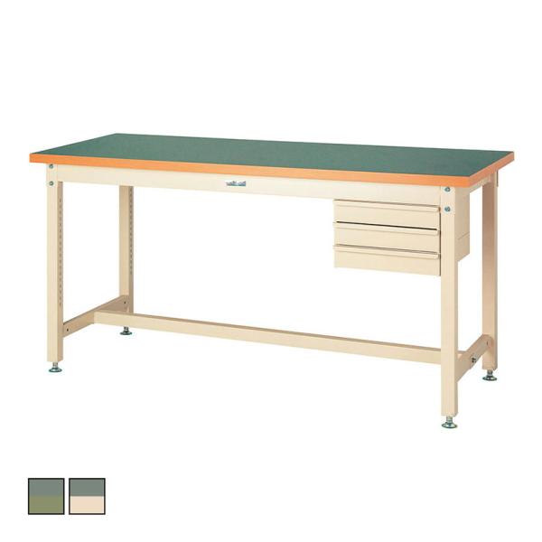 山金工業 重量作業台 3段引き出し付き 耐荷重3000kg 塩ビシート天板 ワークテーブル スーパー...