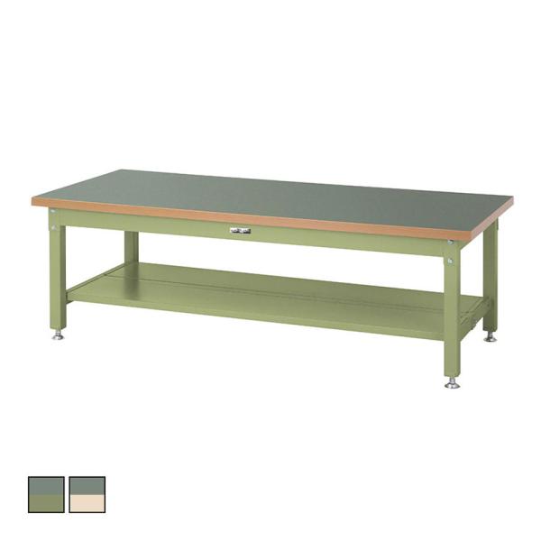 山金工業 重量作業台 全面棚付き 耐荷重3000kg 塩ビシート天板 ワークテーブル スーパータイプ...