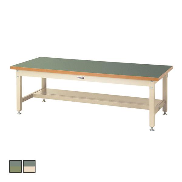 山金工業 重量作業台 半面棚付き 耐荷重3000kg 塩ビシート天板 ワークテーブル スーパータイプ...