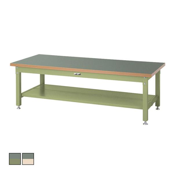 山金工業 重量作業台 全面棚付き 耐荷重3000kg 塩ビシート天板 ワークテーブル スーパータイプ...