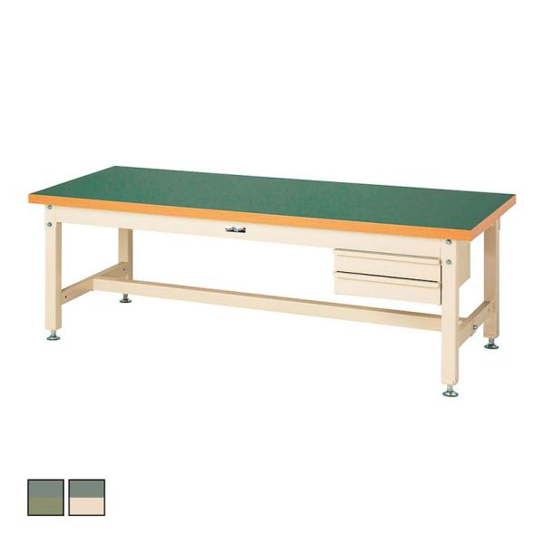 山金工業 重量作業台 2段引き出し付き 耐荷重3000kg 塩ビシート天板 ワークテーブル スーパー...