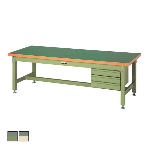 山金工業 重量作業台 3段引き出し付き 耐荷重3000kg 塩ビシート天板 ワークテーブル スーパー...