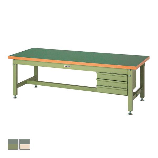 山金工業 重量作業台 3段引き出し付き 耐荷重3000kg 塩ビシート天板 ワークテーブル スーパー...