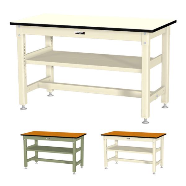 山金工業 中量作業台 中間棚付き 耐荷重800kg メラミン天板 ワークテーブル 800シリーズ S...