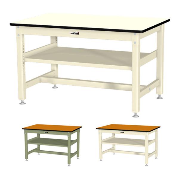 山金工業 中量作業台 中間棚付き 耐荷重800kg メラミン天板 ワークテーブル 800シリーズ S...