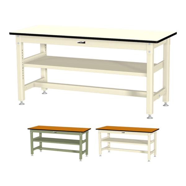 山金工業 中量作業台 中間棚付き 耐荷重800kg メラミン天板 ワークテーブル 800シリーズ S...
