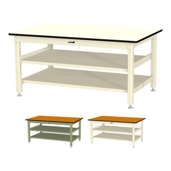 山金工業 中量作業台 中間棚付き 全面棚付き 耐荷重800kg メラミン天板 ワークテーブル 800...