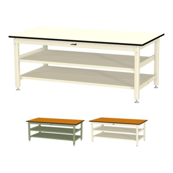 山金工業 中量作業台 中間棚付き 全面棚付き 耐荷重800kg メラミン天板 ワークテーブル 800...