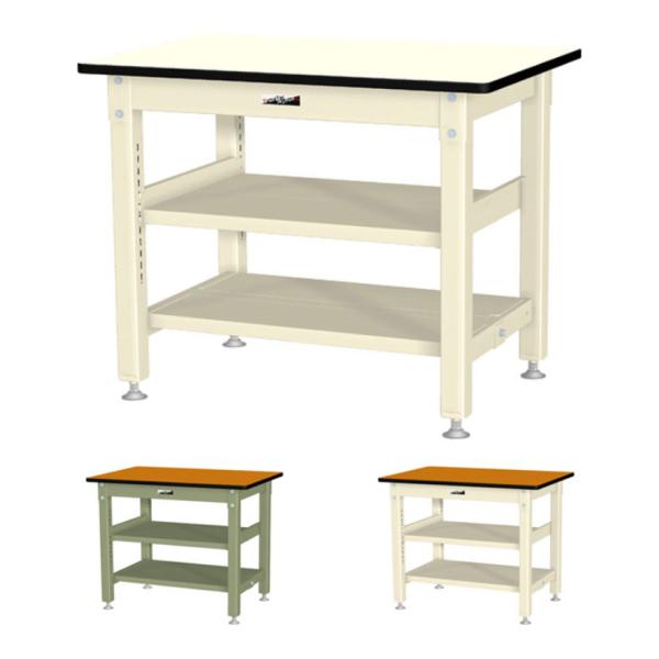 山金工業 中量作業台 中間棚付き 全面棚付き 耐荷重800kg メラミン天板 ワークテーブル 800...