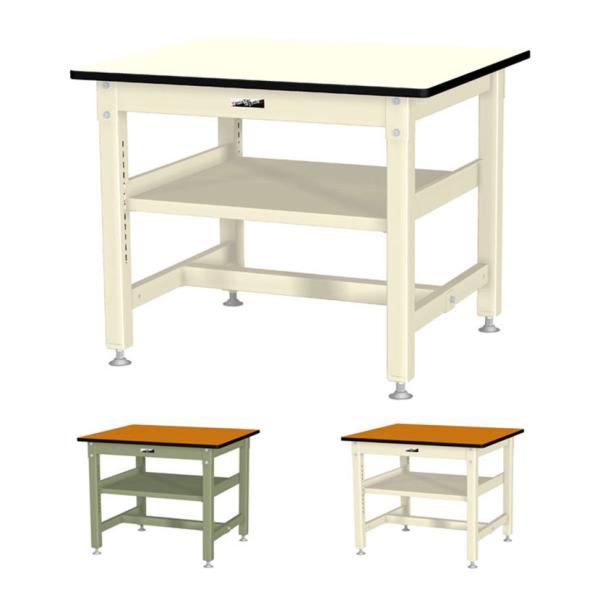 山金工業 中量作業台 中間棚付き 耐荷重800kg メラミン天板 ワークテーブル 800シリーズ S...