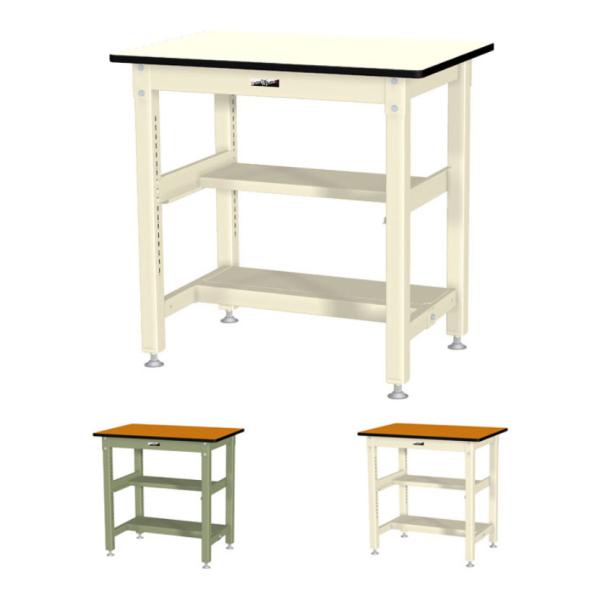 山金工業 中量作業台 中間棚付き 半面棚付き 耐荷重800kg メラミン天板 ワークテーブル 800...