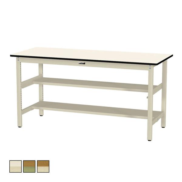 山金工業 軽量作業台 中間棚付き 半面棚付き 耐荷重300kg ポリエステル天板 ワークテーブル 3...