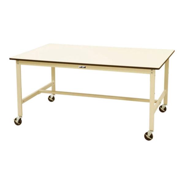 山金工業 大型作業台 キャスター付き 全体耐荷重160kg ポリエステル天板 ワークテーブル ワイド...