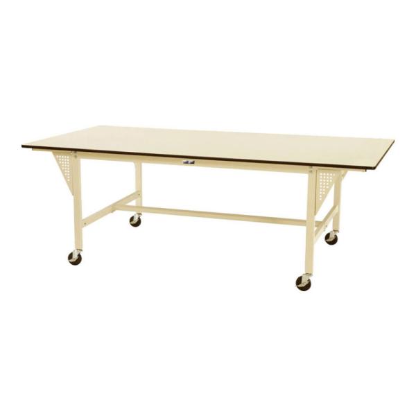 山金工業 大型作業台 キャスター付き 全体耐荷重160kg ポリエステル天板 ワークテーブル ワイド...