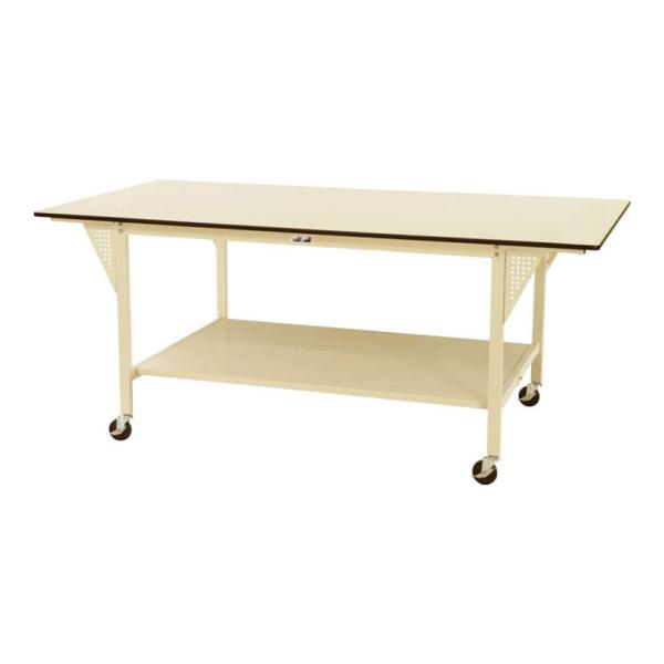 山金工業 大型作業台 キャスター付き 全面棚付き ポリエステル天板 ワークテーブル ワイドタイプ S...