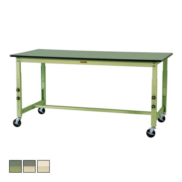 山金工業 軽量作業台 高さ調整 移動式 キャスター付き 塩ビシート天板 ワークテーブル 300シリー...