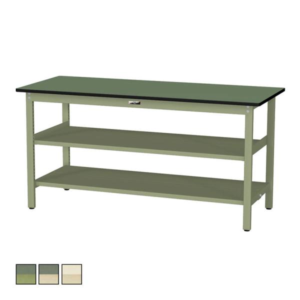 山金工業 軽量作業台 中間棚付き 全面棚付き 耐荷重300kg 塩ビシート天板 ワークテーブル 30...