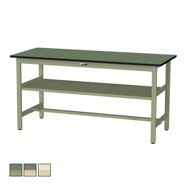 山金工業 軽量作業台 中間棚付き 耐荷重300kg 塩ビシート天板 ワークテーブル 300シリーズ ...