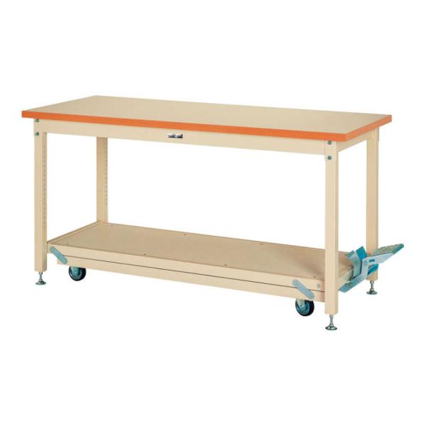 山金工業 重量作業台 ペダル昇降式 移動式 耐荷重3000kg(固定時) メラミン天板 ワークテーブ...