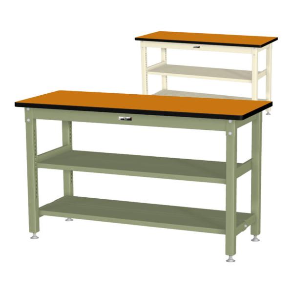 山金工業 中量作業台 中間棚付き 全面棚付き 耐荷重1200kg メラミン天板 ワークテーブル バイ...