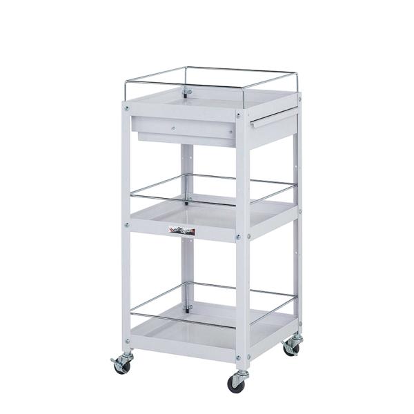 山金工業 ツールワゴン コンビニワゴン こぼれ止め 引き出し付き 3段 ゴムキャスター付き 業務用 ...