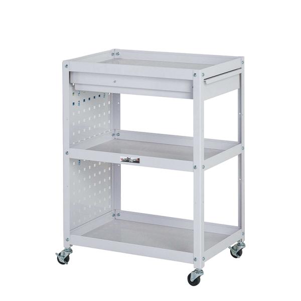 山金工業 ツールワゴン コンビニワゴン パンチングパネル 引き出し付き 3段 ゴムキャスター付き 業...