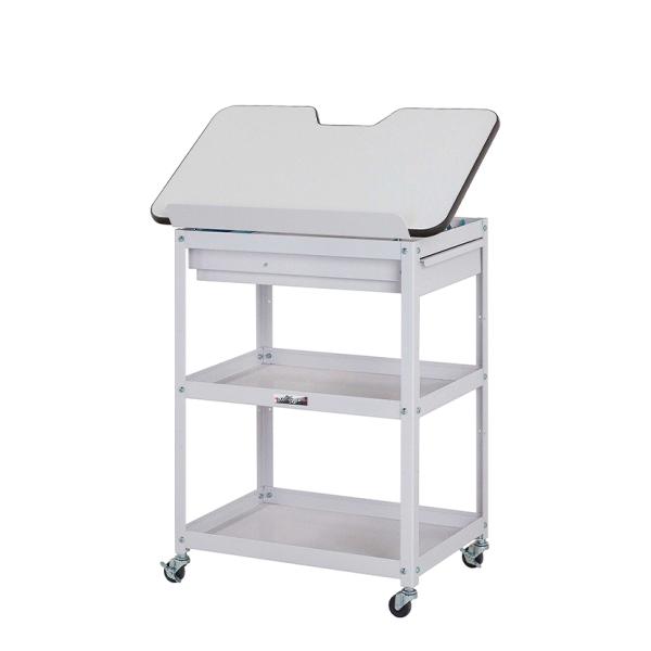 山金工業 ツールワゴン 傾斜天板付き 3段 ジャストフィットワゴン 引き出し付き キャスター付き W...