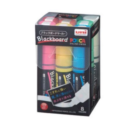 三菱鉛筆 水性サインペン ブラックボードポスカ 太字角芯 8色セット PCE2508K8C uni ...