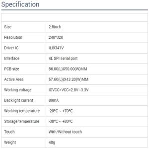 TFT LCDディスプレイ 2.8インチ 24...の詳細画像4
