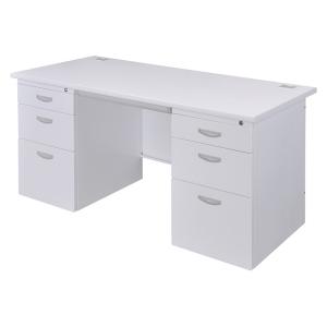 事務机 両袖机 ホワイト オフィスデスク W1400*D700*H700mm
