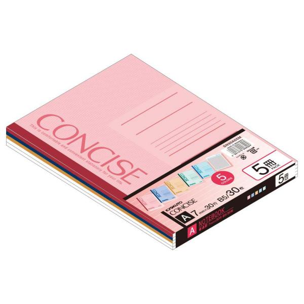 日本ノート ノート コンサイス CONCISE 5冊束(色込)A罫 SNC3A05M