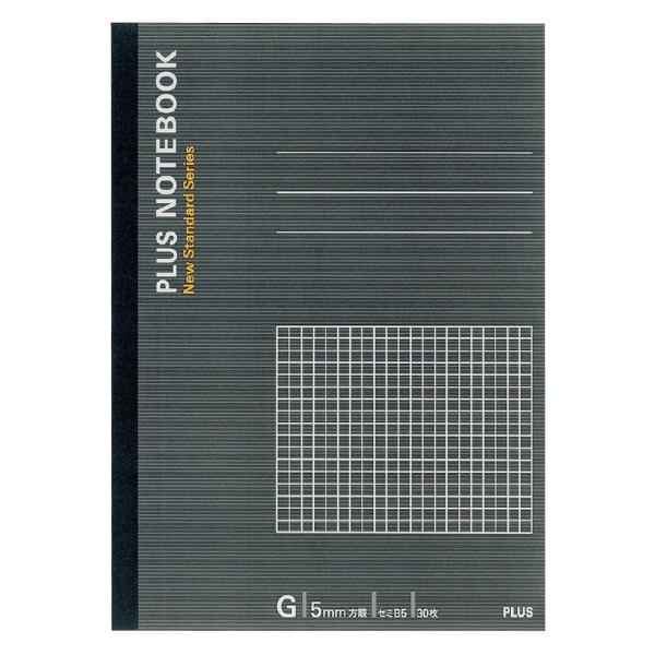 プラス(PLUS) ノート ノートブック 6号 セミB5 G罫 5mm 方眼 30枚 グレー NO-...