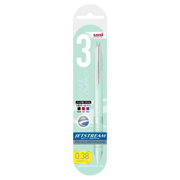 三菱鉛筆 ジェットストリーム ボールペン 極細0.38mm 3色 スリムコンパクト ミントグリーン ...
