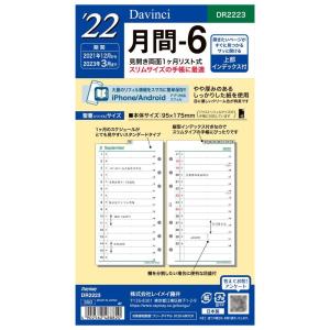 レイメイ藤井 Raymay システム手帳用リフィル Davinci ダヴィンチ 月間6 2022年 バイブルサイズ マンスリー 2021年12月始まり DR2223