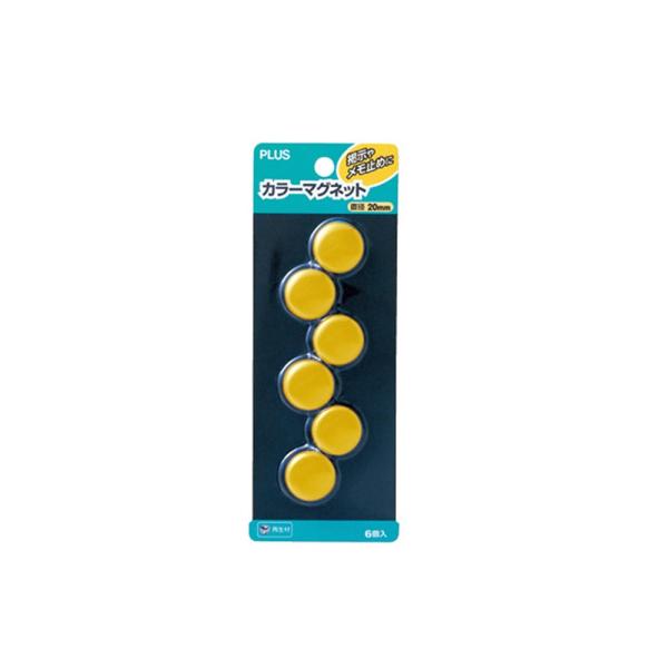 プラス(PLUS)マグネット カラーマグネット 直径20mm 6個入 イエロー CP-020M　80...