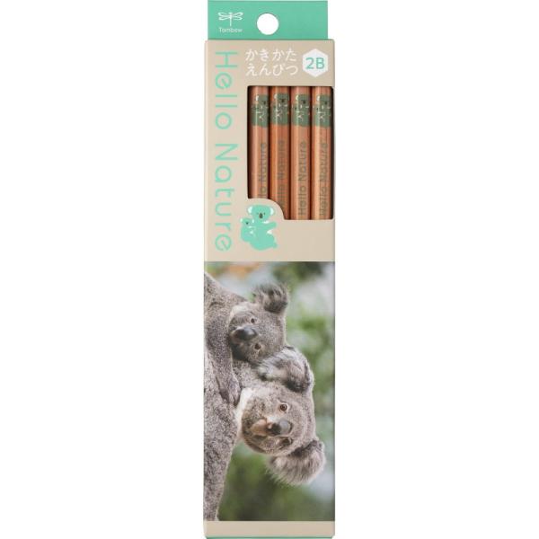 トンボ鉛筆 かきかた鉛筆 ハローネイチャー コアラ 2B KB-KHNKA2-2B 六角軸 書き方 ...